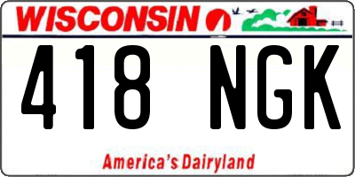 WI license plate 418NGK