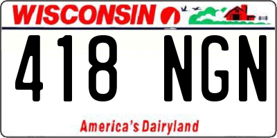 WI license plate 418NGN