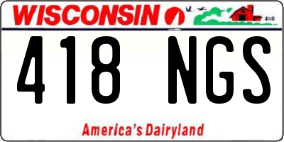 WI license plate 418NGS