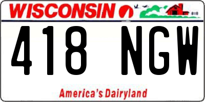 WI license plate 418NGW