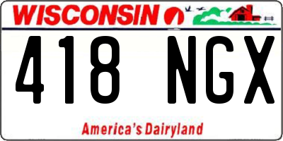 WI license plate 418NGX