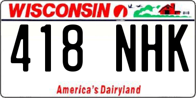 WI license plate 418NHK