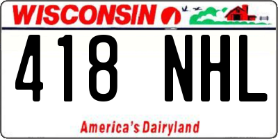 WI license plate 418NHL