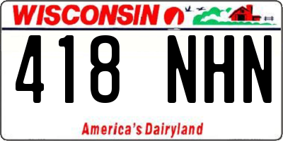 WI license plate 418NHN