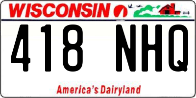 WI license plate 418NHQ