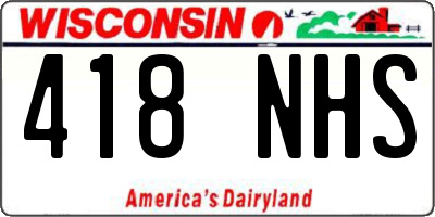 WI license plate 418NHS