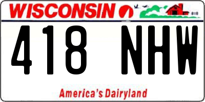 WI license plate 418NHW