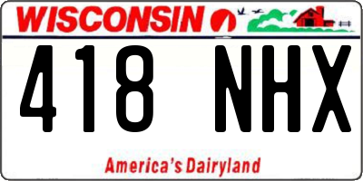WI license plate 418NHX