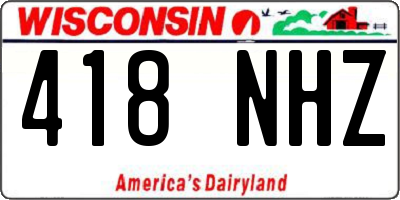 WI license plate 418NHZ