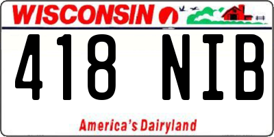 WI license plate 418NIB