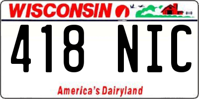 WI license plate 418NIC