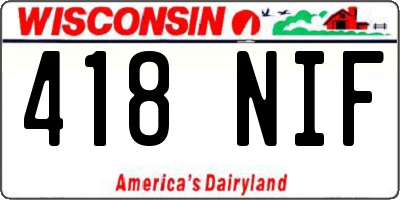 WI license plate 418NIF