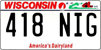 WI license plate 418NIG