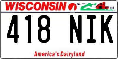 WI license plate 418NIK