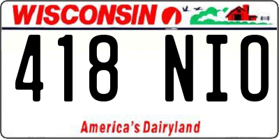 WI license plate 418NIO