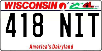 WI license plate 418NIT