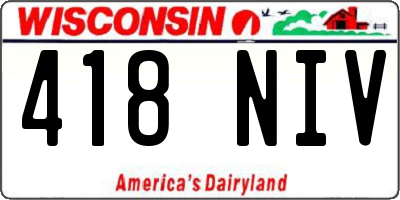 WI license plate 418NIV