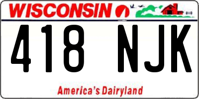 WI license plate 418NJK