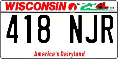 WI license plate 418NJR