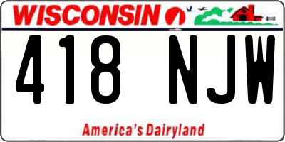WI license plate 418NJW