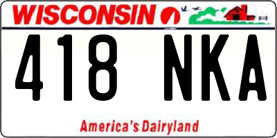 WI license plate 418NKA