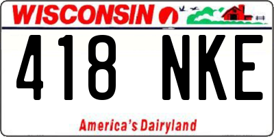 WI license plate 418NKE