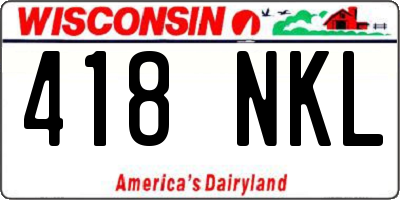 WI license plate 418NKL