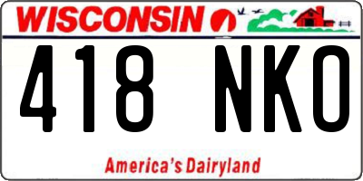 WI license plate 418NKO
