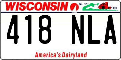 WI license plate 418NLA