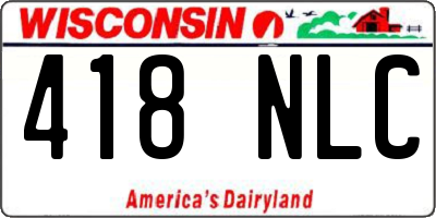 WI license plate 418NLC