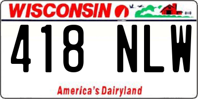 WI license plate 418NLW