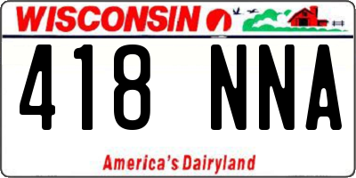 WI license plate 418NNA