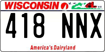 WI license plate 418NNX