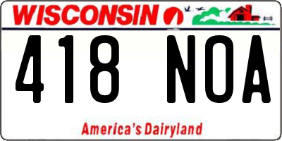 WI license plate 418NOA