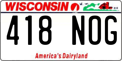WI license plate 418NOG