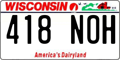 WI license plate 418NOH