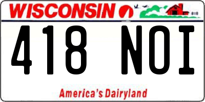 WI license plate 418NOI