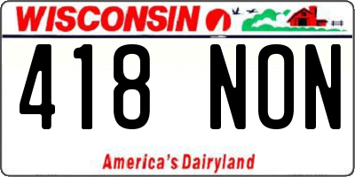 WI license plate 418NON