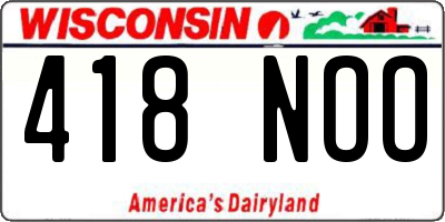 WI license plate 418NOO