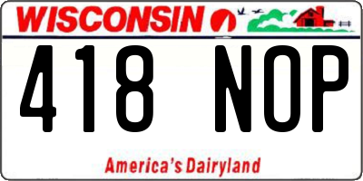 WI license plate 418NOP