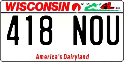WI license plate 418NOU