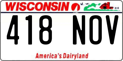 WI license plate 418NOV