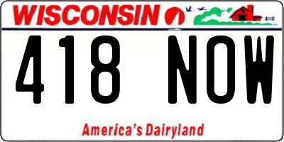 WI license plate 418NOW