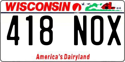WI license plate 418NOX