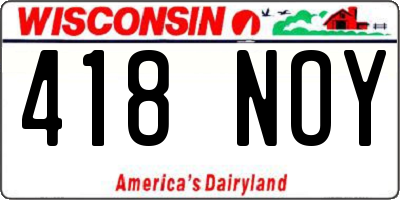 WI license plate 418NOY