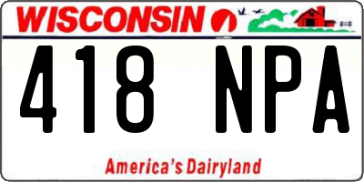 WI license plate 418NPA