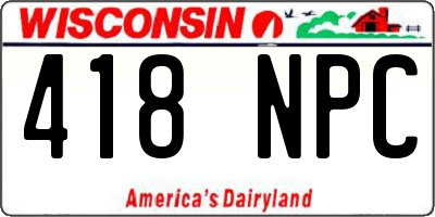 WI license plate 418NPC