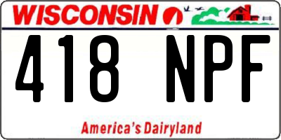 WI license plate 418NPF
