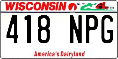 WI license plate 418NPG