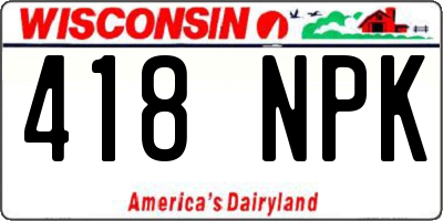 WI license plate 418NPK